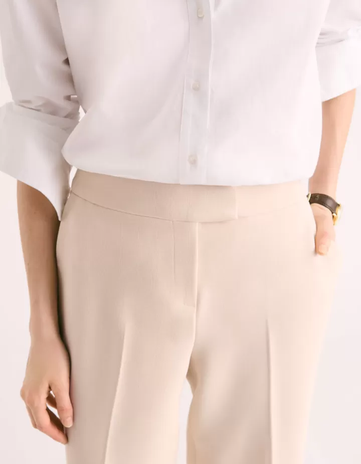 Pantalons>DEVERNOIS Pantalon crop leg En viscose stretch Blanccasse