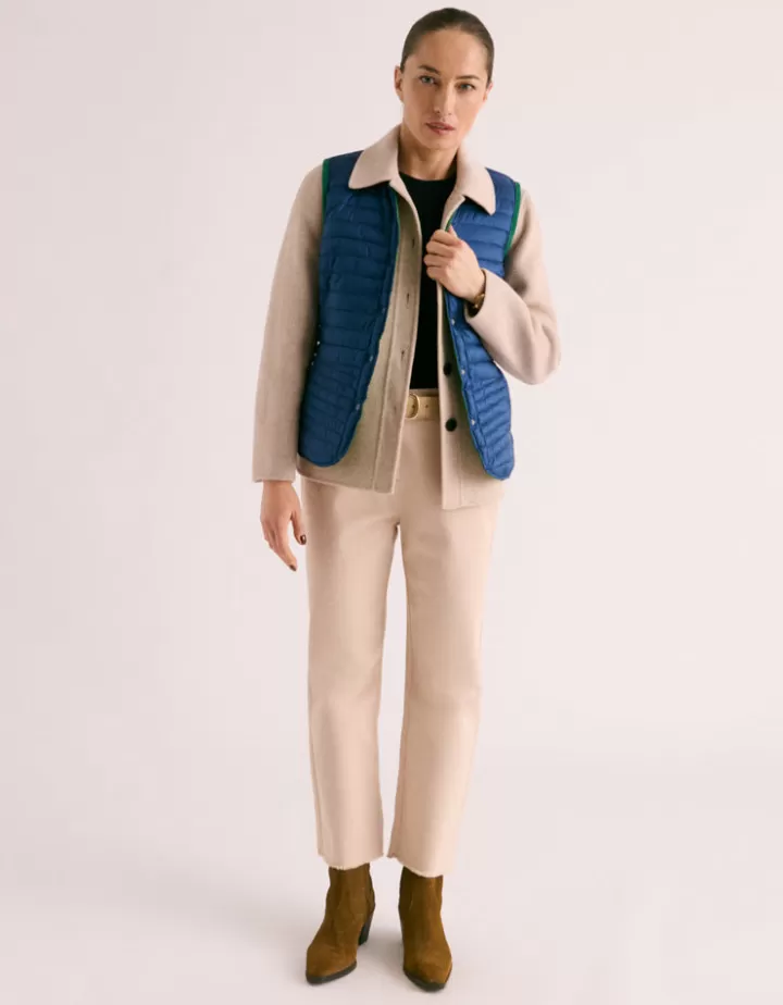 Pantalons>DEVERNOIS Pantalon crop leg Tissu français Beigepeau