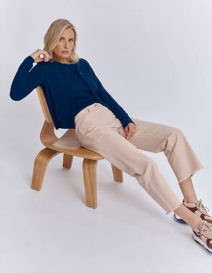 Pantalons>DEVERNOIS Pantalon crop leg Tissu français Beigepeau