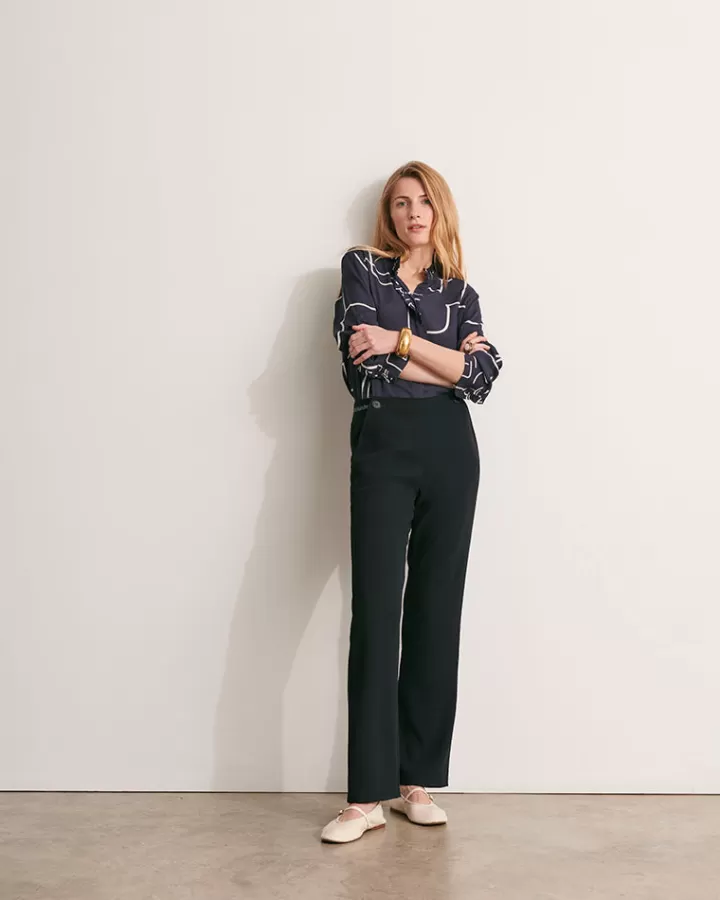 Pantalons>DEVERNOIS Pantalon droit Dos élastiqué Marine