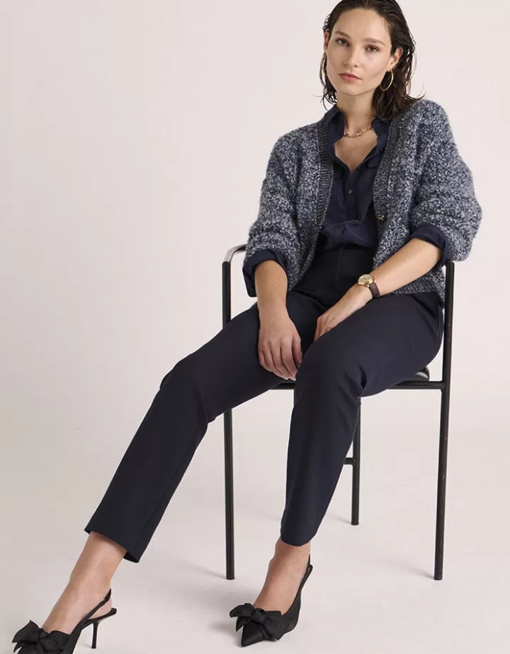 Pantalons>DEVERNOIS Pantalon droit En double toile stretch Marine