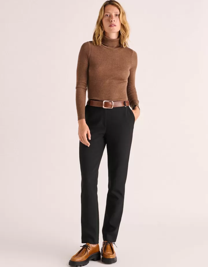 Pantalons>DEVERNOIS Pantalon droit En double toile stretch Noir