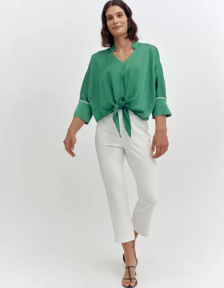 Pantalons>DEVERNOIS Pantalon droit En polyester stretch Blanccasse
