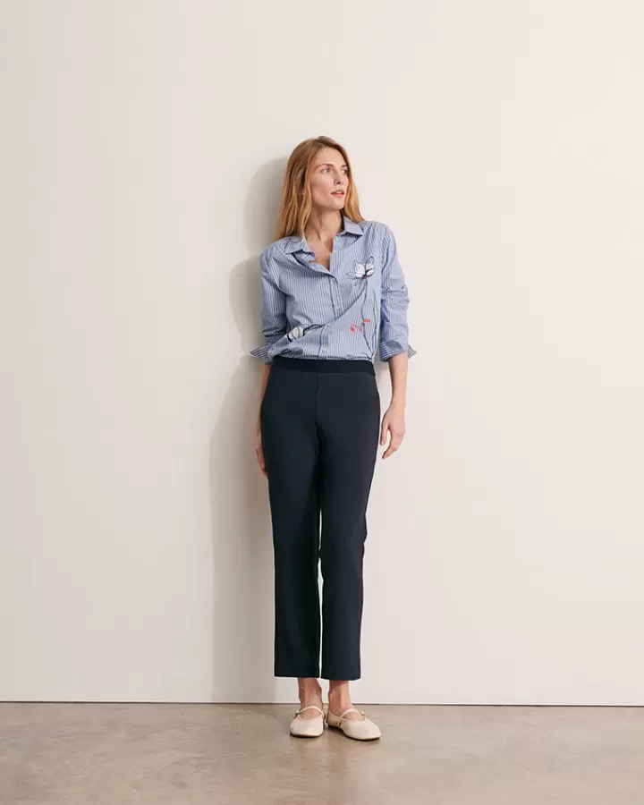 Pantalons>DEVERNOIS Pantalon droit En polyester stretch Marine