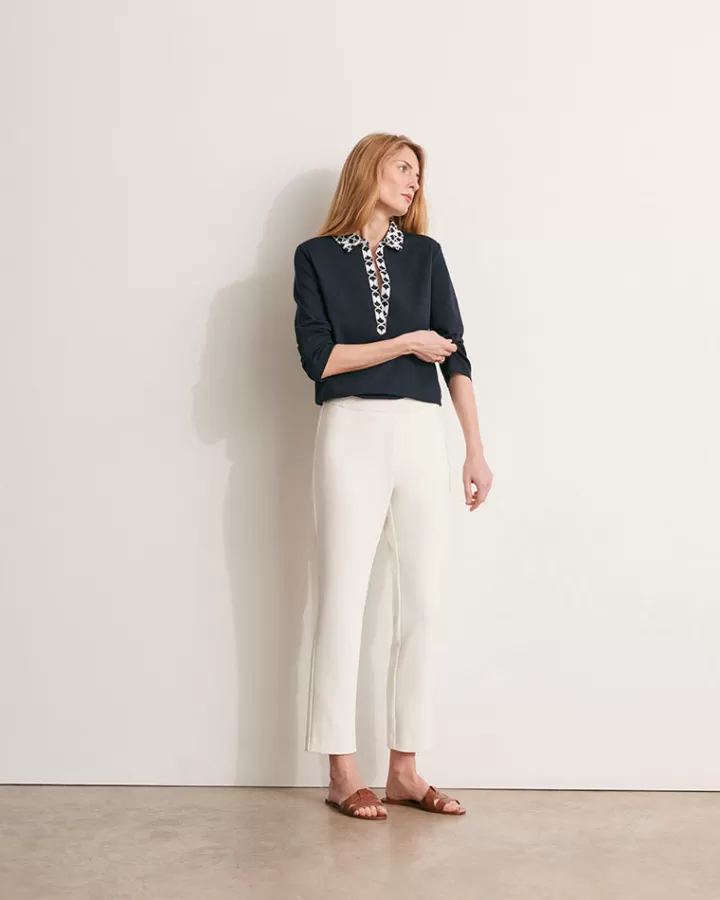 Pantalons>DEVERNOIS Pantalon droit En polyester stretch Blanccasse