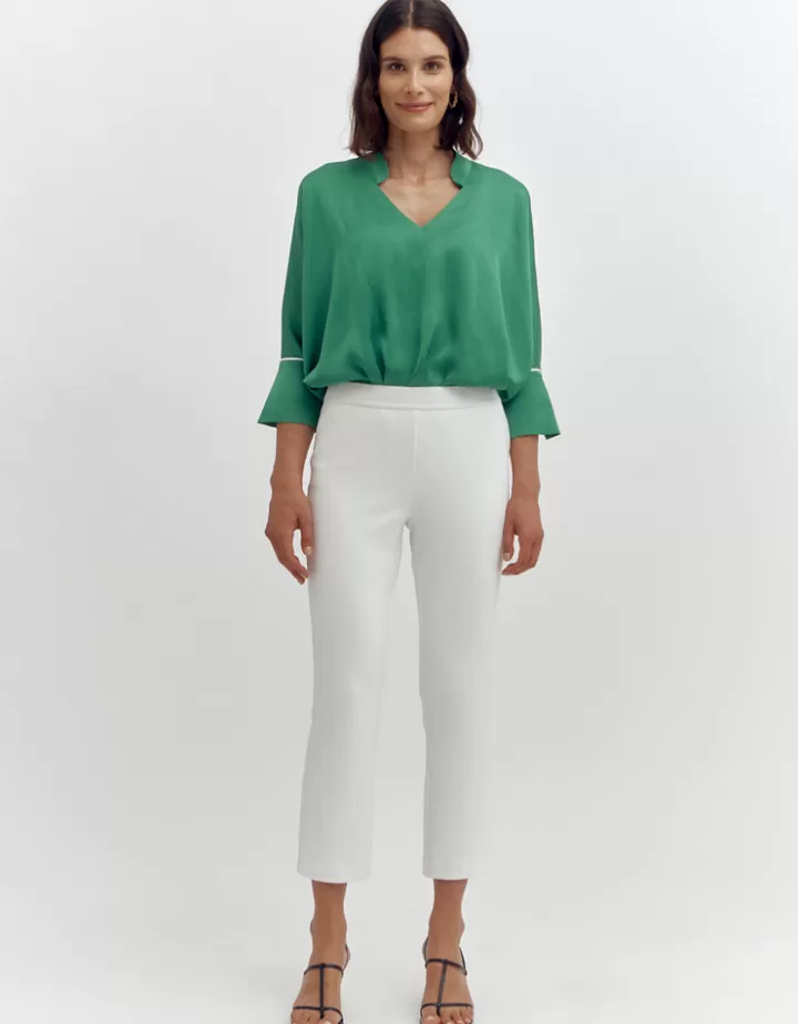 Pantalons>DEVERNOIS Pantalon droit En polyester stretch Blanccasse