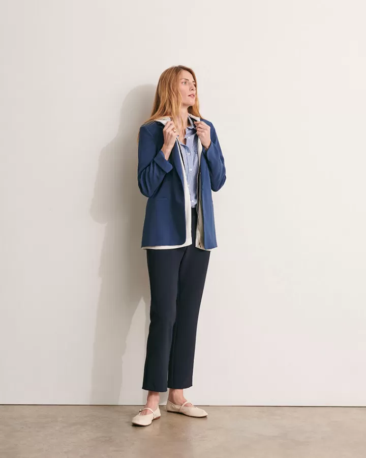 Pantalons>DEVERNOIS Pantalon droit En polyester stretch Marine