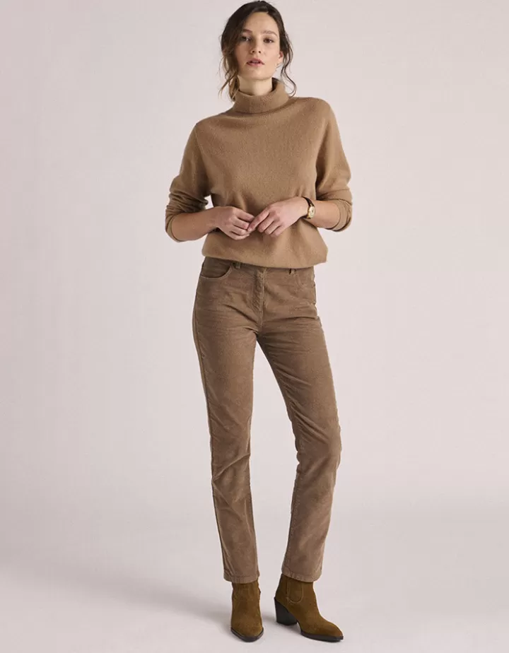 Pantalons>DEVERNOIS Pantalon droit En velours milleraies Camelnoisette