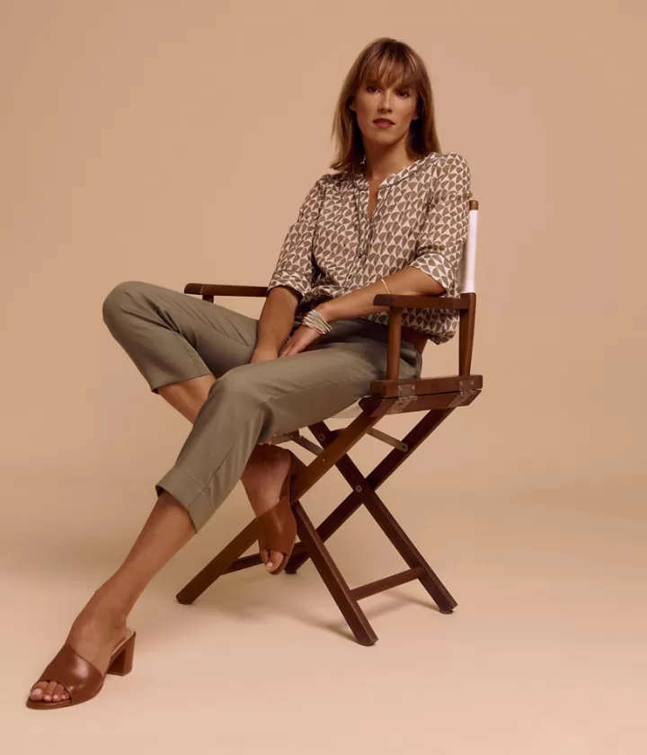 Pantalons>DEVERNOIS Pantalon droit 7/8ème en tencel Dos élastiqué Vertarmy