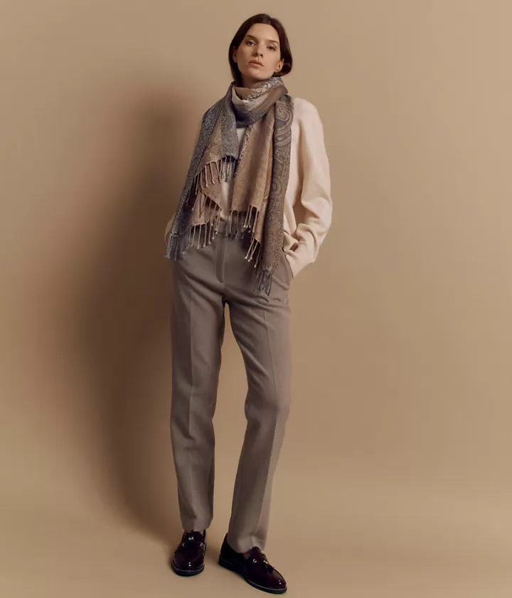 Pantalons>DEVERNOIS Pantalon droit 7/8ème en toile En coton et viscose Grissouris