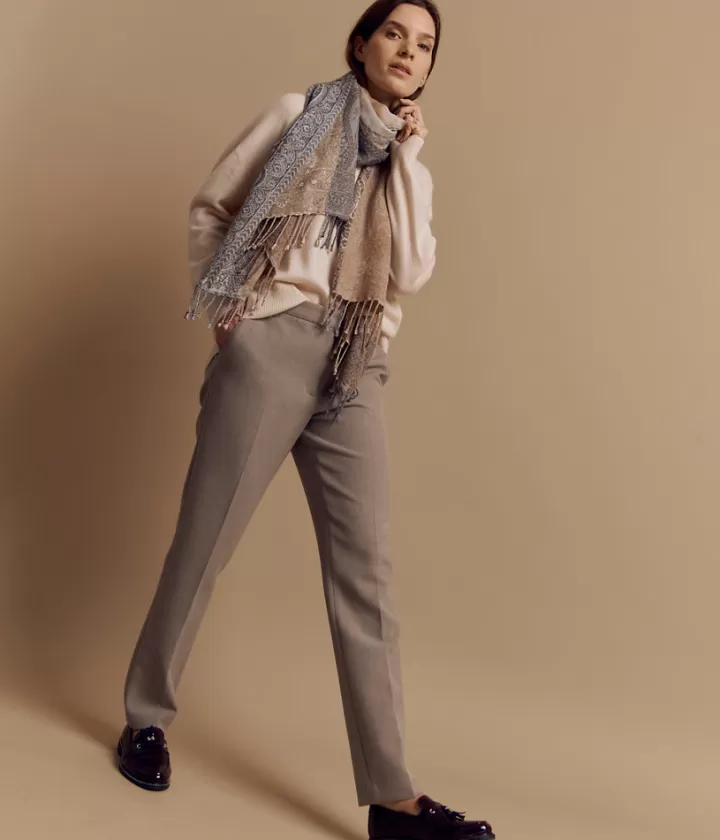 Pantalons>DEVERNOIS Pantalon droit 7/8ème en toile En coton et viscose Grissouris