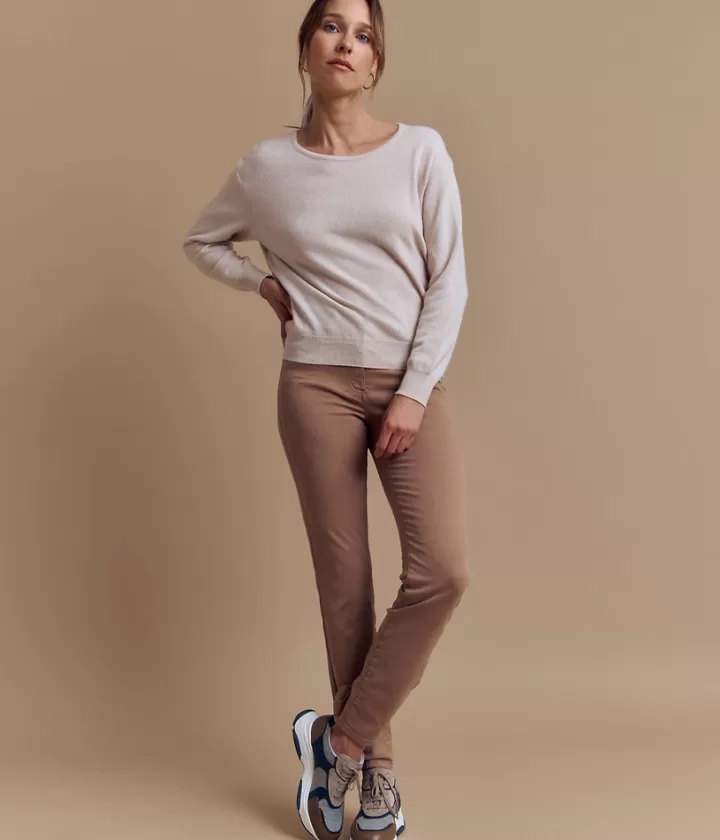 Pantalons>DEVERNOIS Pantalon en coton Stretch Beigefonce