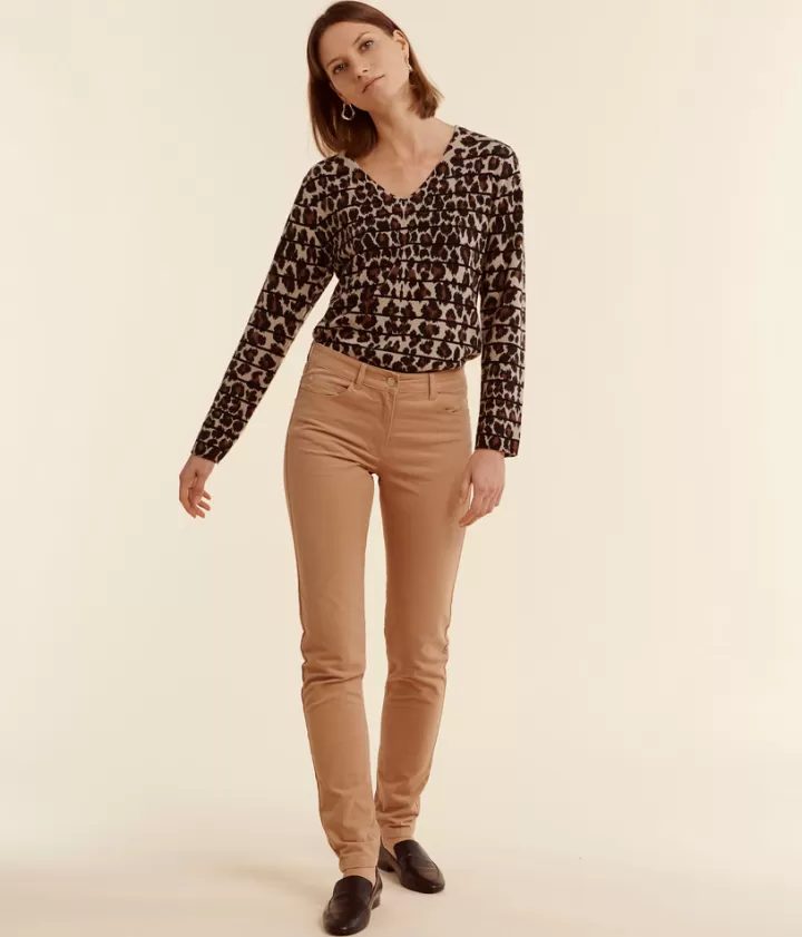 Pantalons>DEVERNOIS Pantalon en coton stretch Dos élastiqué