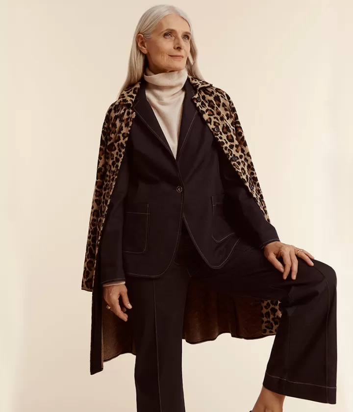Pantalons>DEVERNOIS Pantalon en denim stretch Surpiqûres en ton opposé