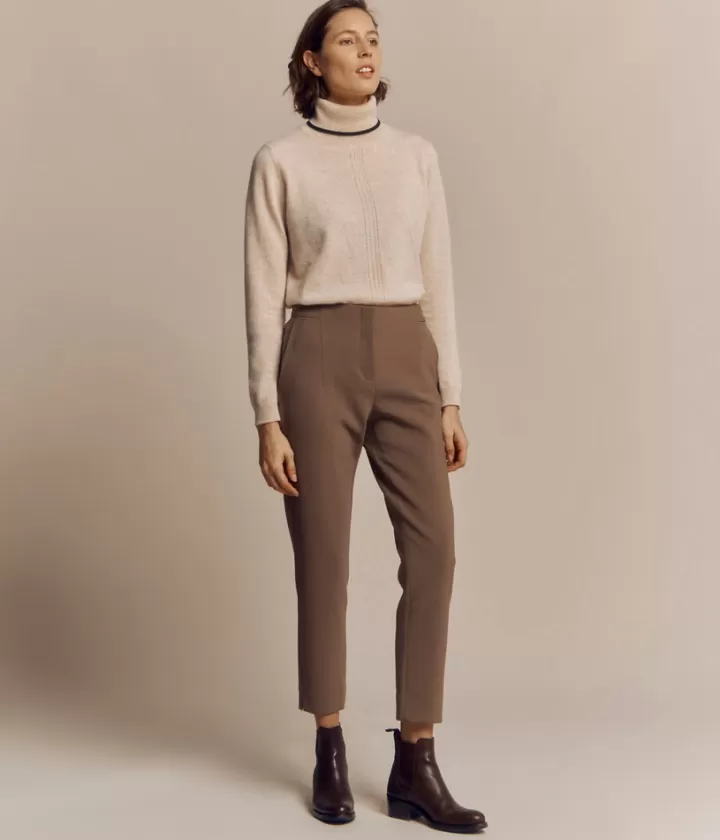 Pantalons>DEVERNOIS Pantalon En double toile stretch écologique Kakiclair