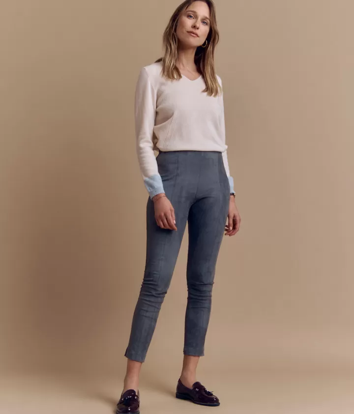 Pantalons>DEVERNOIS Pantalon en faux daim Taille élastiquée Grismetal