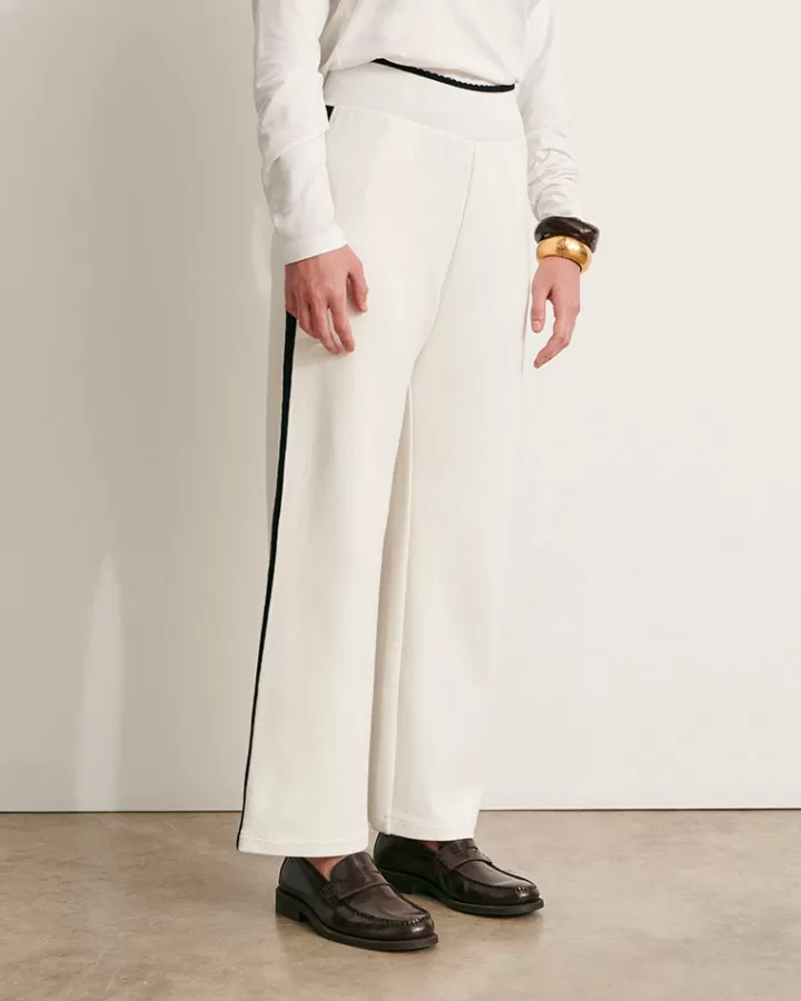 Pantalons | Maille>DEVERNOIS Pantalon en maille Tricoté en France Blanccasse
