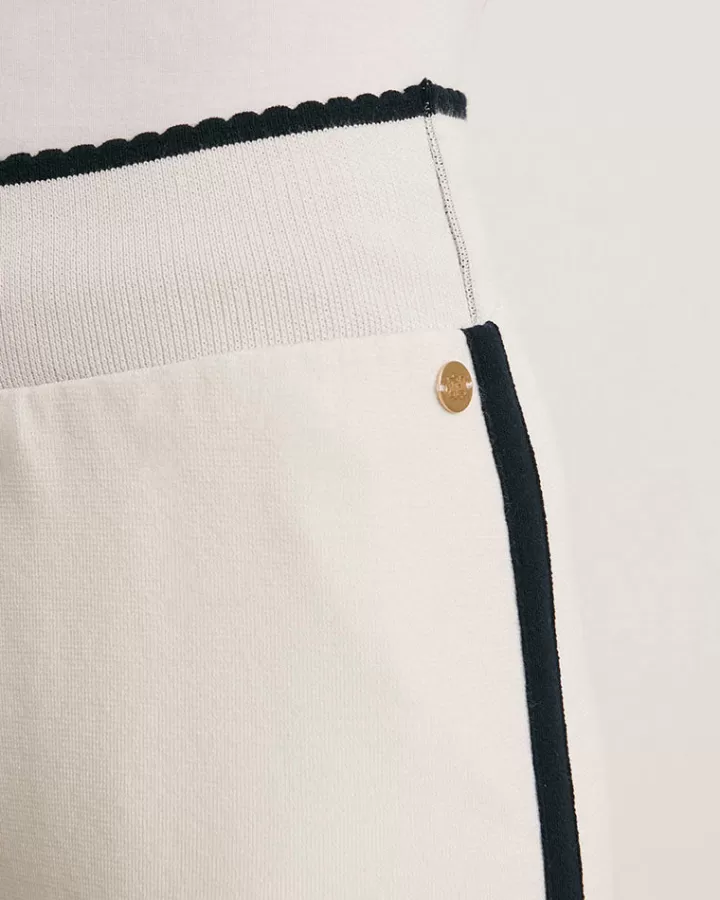 Pantalons | Maille>DEVERNOIS Pantalon en maille Tricoté en France Blanccasse