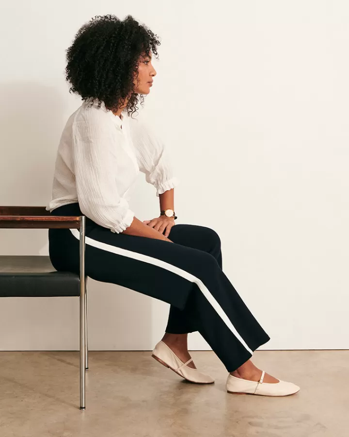 Pantalons | Maille>DEVERNOIS Pantalon en maille Tricoté en France Bleumarine