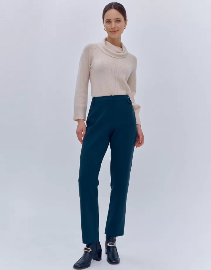 Pantalons>DEVERNOIS Pantalon En toile stretch Vertcedre