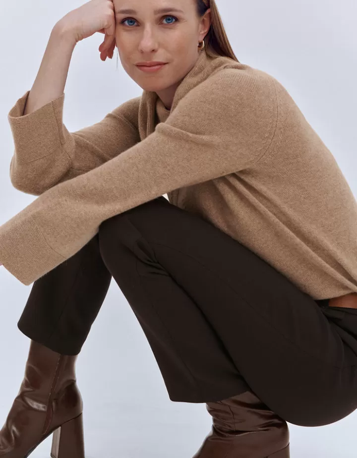 Pantalons>DEVERNOIS Pantalon En toile stretch Marronchocolat