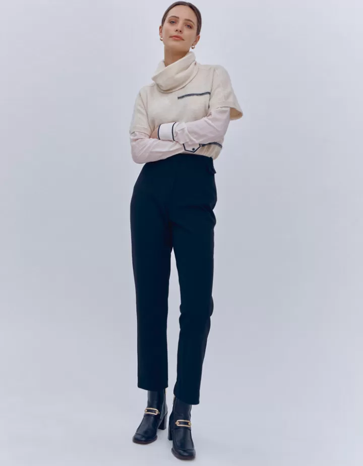 Pantalons>DEVERNOIS Pantalon En toile stretch Noir