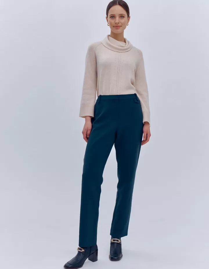 Pantalons>DEVERNOIS Pantalon En toile stretch Vertcedre