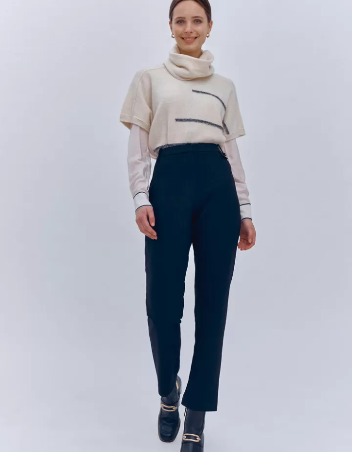 Pantalons>DEVERNOIS Pantalon En toile stretch Noir