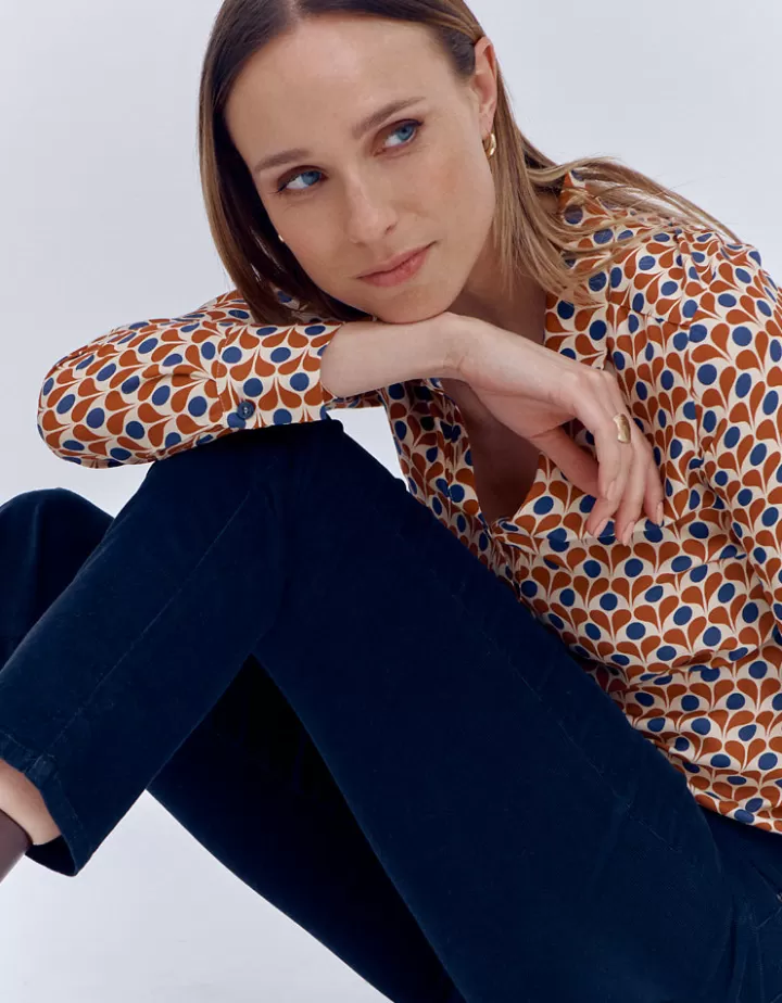 Pantalons>DEVERNOIS Pantalon en velours milleraies Tissu français Bleupersan