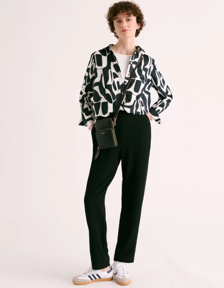 Pantalons>DEVERNOIS Pantalon fluide En crêpe Noir
