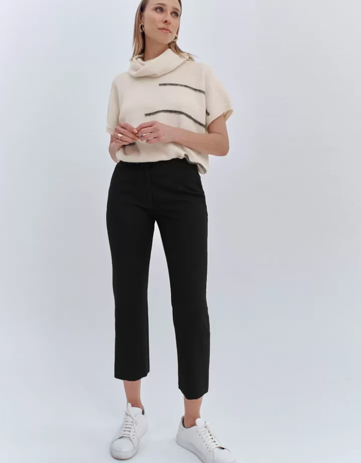 Pantalons>DEVERNOIS Pantalon fluide En crêpe Noir