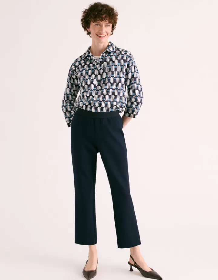 Pantalons>DEVERNOIS Pantalon fluide En crêpe Marine