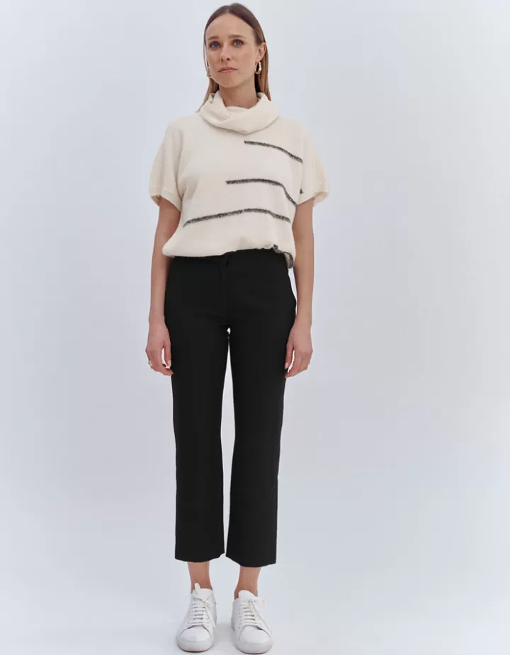 Pantalons>DEVERNOIS Pantalon fluide En crêpe Noir