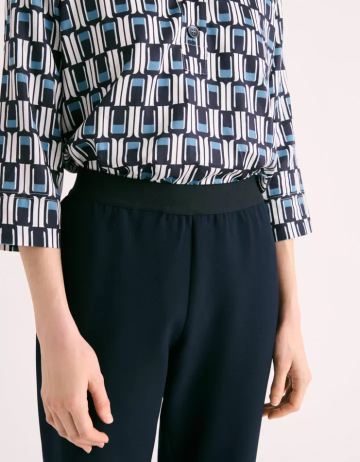 Pantalons>DEVERNOIS Pantalon fluide En crêpe Marine