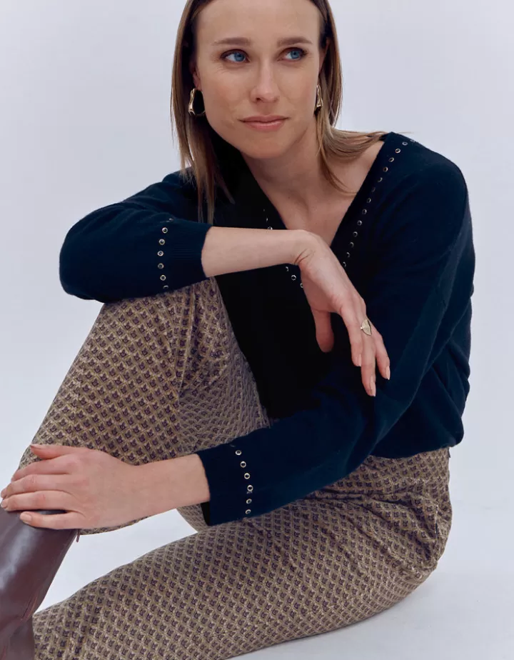 Pantalons>DEVERNOIS Pantalon fluide imprimé En velours Vertclair