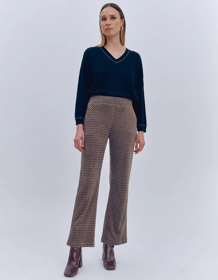 Pantalons>DEVERNOIS Pantalon fluide imprimé En velours Vertclair