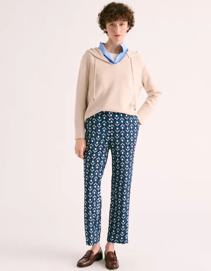 Pantalons>DEVERNOIS Pantalon imprimé En crêpe de viscose Bleumarine