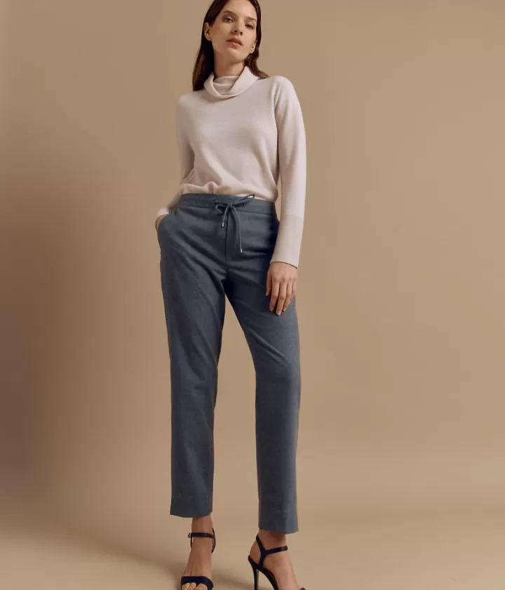 Pantalons>DEVERNOIS Pantalon jogging en flanelle Dos élastiqué Cendre