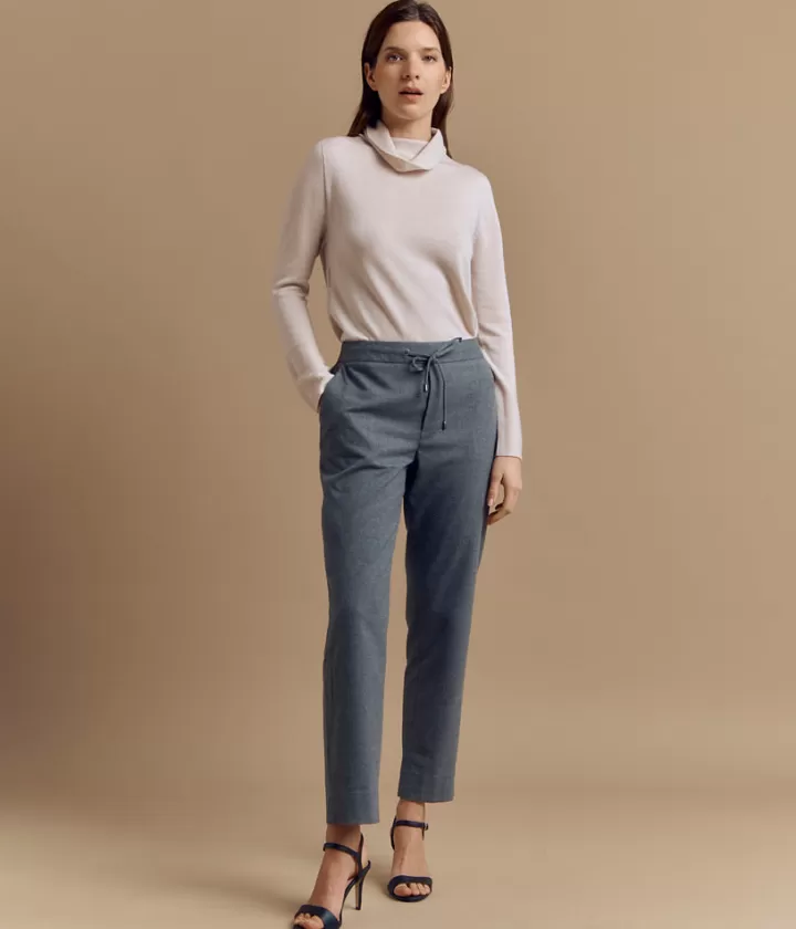 Pantalons>DEVERNOIS Pantalon jogging en flanelle Dos élastiqué Cendre