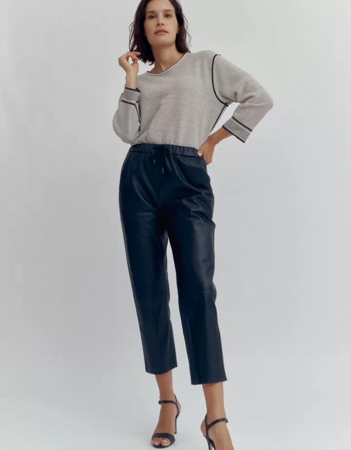Pantalons>DEVERNOIS Pantalon "jogpant" En cuir Noir