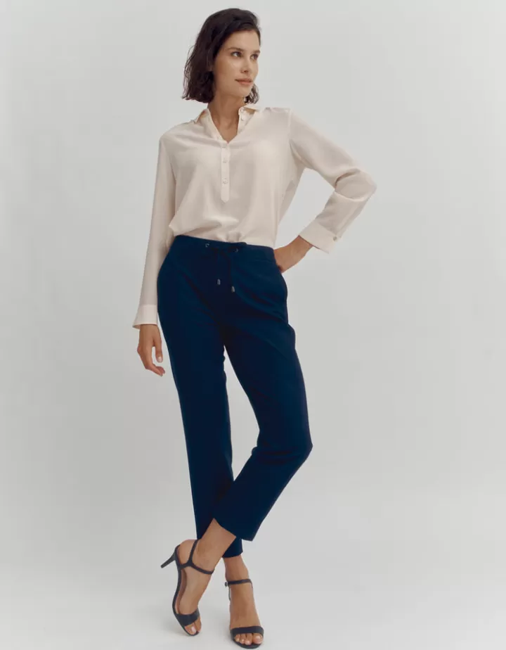 Pantalons>DEVERNOIS Pantalon "jogpant" En flanelle Marine