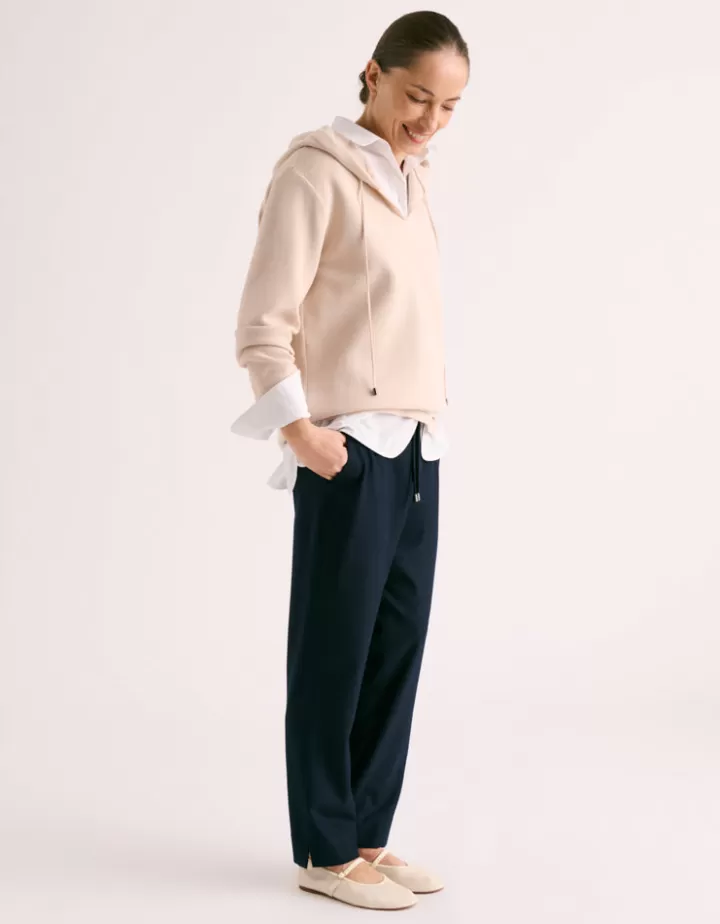 Pantalons>DEVERNOIS Pantalon "jogpant" En flanelle Marine