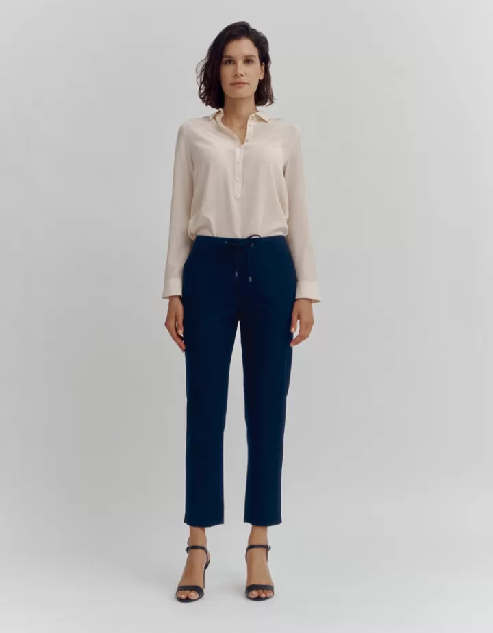 Pantalons>DEVERNOIS Pantalon "jogpant" En flanelle Marine
