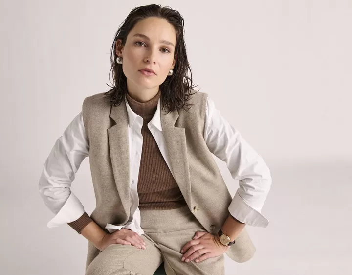 Pantalons>DEVERNOIS Pantalon "jogpant" En tweed Beige