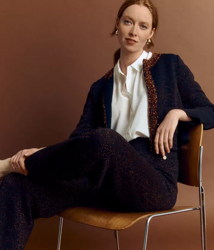 Pantalons | Maille>DEVERNOIS Pantalon maille en laine Mérinos Made in France Noir