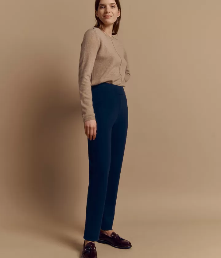 Pantalons | Maille>DEVERNOIS Pantalon maille en viscose Tricoté en France Marine