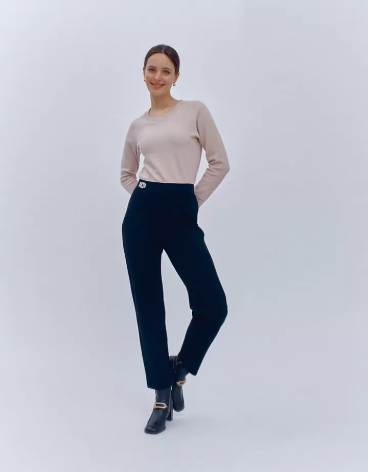 Pantalons | Maille>DEVERNOIS Pantalon maille milano Tricoté en France Noir