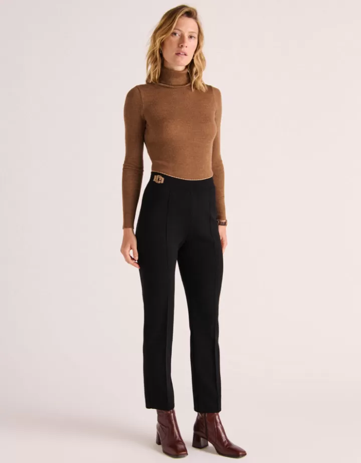 Pantalons | Maille>DEVERNOIS Pantalon maille milano Tricoté en France Noir