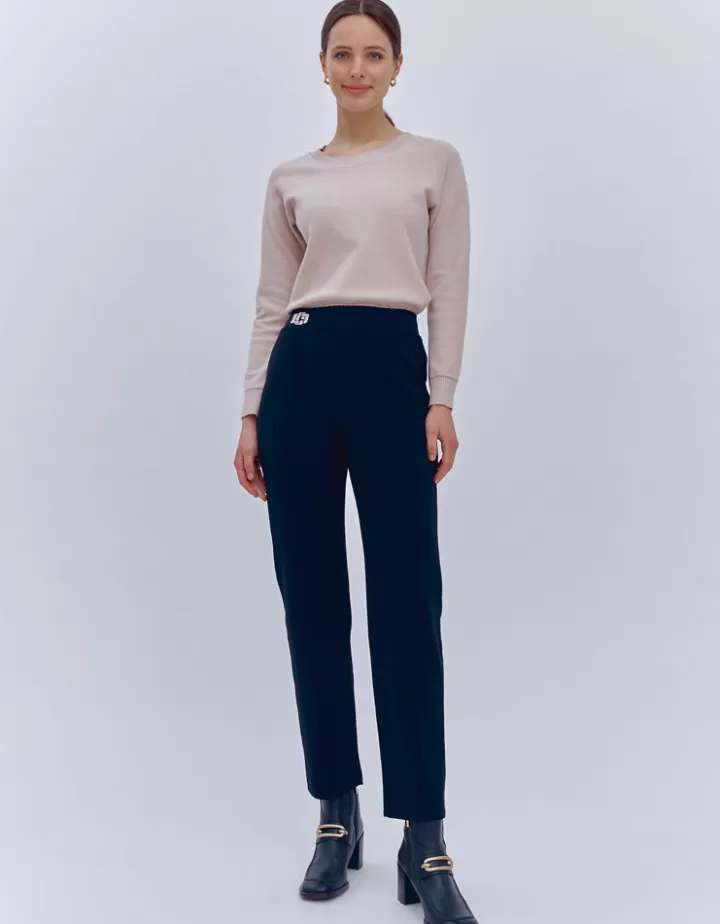 Pantalons | Maille>DEVERNOIS Pantalon maille milano Tricoté en France Noir