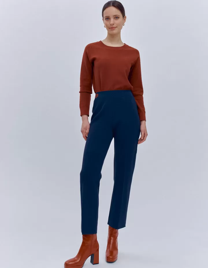 Pantalons | Maille>DEVERNOIS Pantalon maille milano Tricoté en France Marine